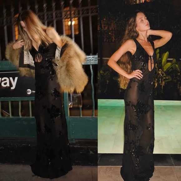 Rat & Boa Giulia Floral Sequin Embroidered Semi Sheer Dress Black NEW with tags - Picture 10 of 10